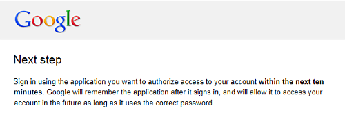 Screenshot of Step Two: login via the gateway within ten minutes 
